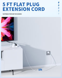 Protector de Sobretensión con Cable Trenzado de 5m, Regleta de Enchufes con 2 Tomas de CA y 3 Puertos USB (Carga Rápida), Diseño Compacto para Oficina y Viajes - Product Image 4