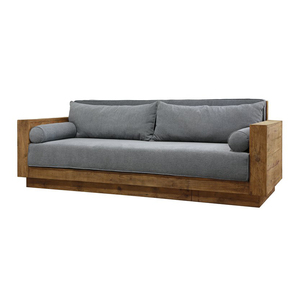 Divano in Legno per Ristorante e Soggiorno <span class=keywords><strong>con</strong></span> Rivestimento Rimovibile, <span class=keywords><strong>Mobili</strong></span> in Legno Recuperato Stile Wabi Sabi - Product Image 2