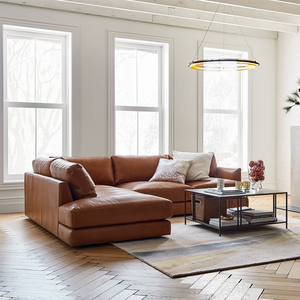 Canapé de salon <span class=keywords><strong>en</strong></span> forme de <span class=keywords><strong>L</strong></span>, design moderne, cuir orange de haute qualité, meubles de salon modernes de haute qualité - Product Image 1