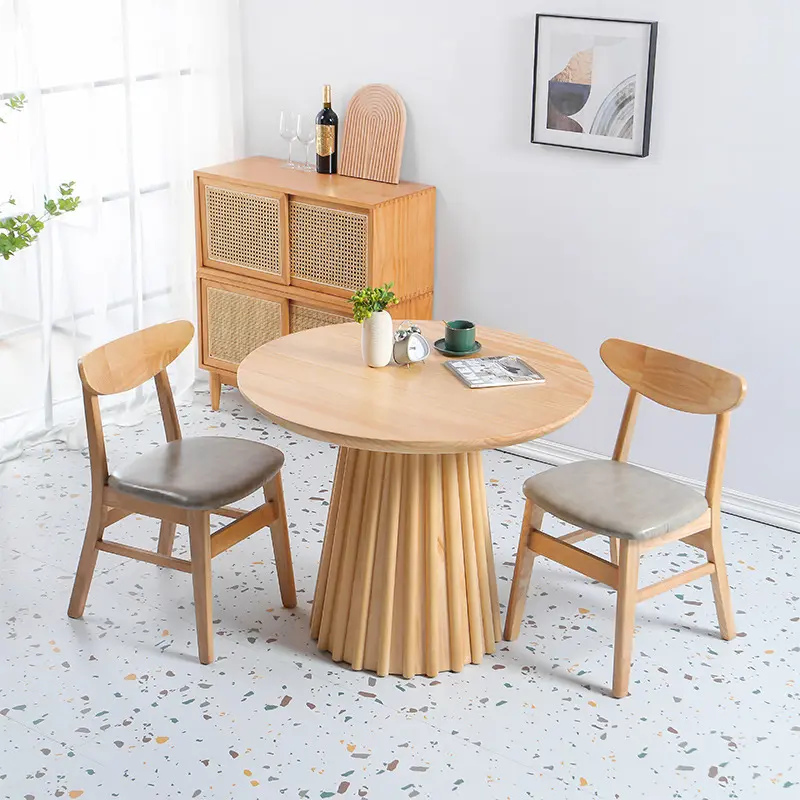 आधुनिक डिजाइन रेस्तरां फर्नीचर लकड़ी गोल कैफे टेबल लकड़ी की डाइनिंग टेबल