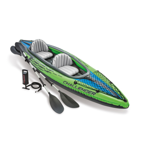 <span class=keywords><strong>Intex</strong></span> <span class=keywords><strong>Challenger</strong></span> K2 68306 Kayak à la dérive <span class=keywords><strong>gonflable</strong></span> Ensemble de bateaux à rames durables en PVC et aluminium pour l'aventure en plein air - Product Image 1