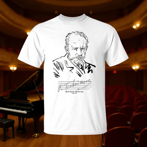 Camiseta de música clásica del compositor ruso Tchaikovsky, unisex, para adultos, color blanco - Product Image 3
