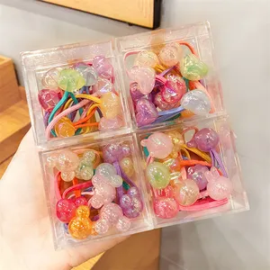 Los niños nuevo estilo cuerda de pelo bebé banda de goma 10 unids/set pelo lazos con caja