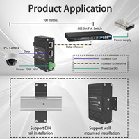 Répartiteur Ethernet PoE++ Industriel Gigabit 10/100/1000 Mbps IEEE 802.3bt 3 Ports 70W/95W 36V CC pour Appareils Non-PoE