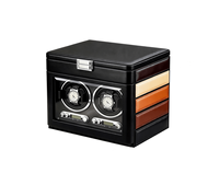Boîte de rangement automatique pour montres avec moteur silencieux japonais, lumière LED, résistante aux chocs, design rectangulaire, intérieur en cuir