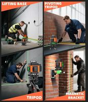 Niveau laser vert 4D à 16 lignes 360°, trépied de 72 pouces, 2 batteries, télécommande et sac, pour le carrelage et la construction