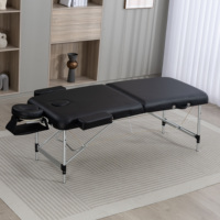 Lit de massage moderne pliable en aluminium à deux sections, réglable, avec éponge haute densité, durable et portable pour salon - Vente en gros usine