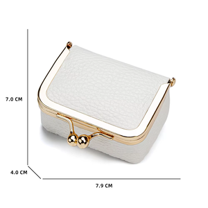 Eco-friendly Customized Luxe Discreet Kiss Lock Jewelry Cases Pastel Leatherette Mini Travel Storage <b>Boxes</b> - Product Image 2