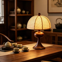Lampe de table LED sur base en bois, abat-jour en tissu, prise EU AU US, ampoule E27, pour chambre, hôtel, hall, bureau, décoration intérieure, nouveau style