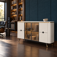WYRAX Hotel Esszimmer-Sideboard Vitrine mit Getönten Glastüren Versteckter Seitenaufbewahrung und Erhöhten Metallbeinen