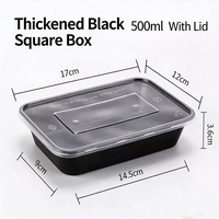 Conteneur alimentaire rectangulaire jetable en plastique transparent PP, biodégradable, sûr pour micro-ondes, emballage alimentaire très vendu