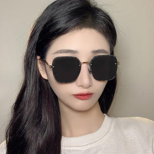 Nouvelles Lunettes de Soleil Carrées Sans Monture pour Femme, Métal Noir, Verres PC UV400, Type 3, Pare-Soleil, Numéro de Pièce 805, Origine Taizhou - Product Image 3