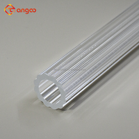 Tube extérieur transparent en PMMA de 25 mm avec rayures, en forme de fleur de prunier, tube acrylique cannelé, profil extrudé transparent pour éclairage LED