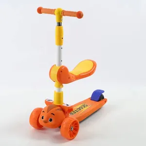 Factory hot sale PU wheel kick scooter for children with seat/big wheel kids three wheel scooter for sale