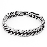Bracelet en acier inoxydable poli pour hommes, chaîne cubaine de 11mm, 1 pièce