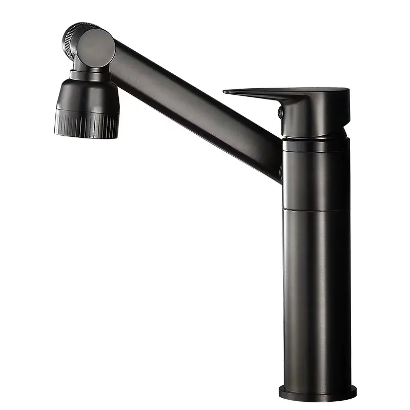 Hot High-End Bathroom Gun Gray Brass Basin Faucet Modern Multi-Functional 360 degree Tap Hot And Cold Mixed Faucets