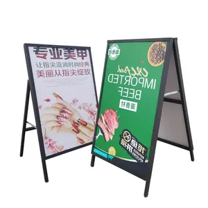 Steel A Board Advertising Display Stand Slide In Metal A Frame Pavement Sign