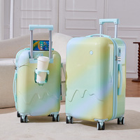 Valise unisexe rotative de style crème glacée dégradée, grande capacité, pour étudiant, avec roues silencieuses omnidirectionnelles