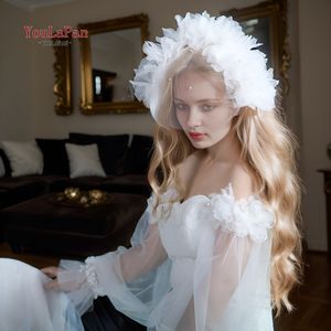 YouLaPan VA21 elegante pelo flor velo blanco 3D flor corto velo de novia Floral velo <span class=keywords><strong>Boda</strong></span> Cosas Para <span class=keywords><strong>Boda</strong></span> - Product Image 2