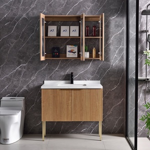 Mueble de <span class=keywords><strong>Baño</strong></span> Moderno de Madera Maciza de <span class=keywords><strong>80</strong></span> <span class=keywords><strong>cm</strong></span> con Lavabo de Cerámica, Resistente al Agua, para Uso en Hospitales y Villas - Product Image 3