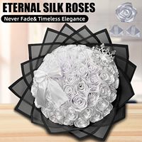 OKAY Ruban de satin blanc pré-fait pour roses éternelles, accessoires de bricolage pour fleurs éternelles faites à la main, pour la couture et l'emballage