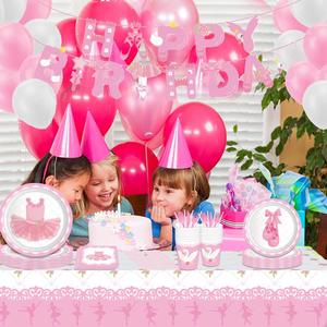 Juego de vajilla desechable para fiesta temática de baile de cisne de <span class=keywords><strong>Ballet</strong></span>, platos de papel rosa, vasos, servilletas, Princesa, niña, decoración para fiesta de feliz cumpleaños - Product Image 3
