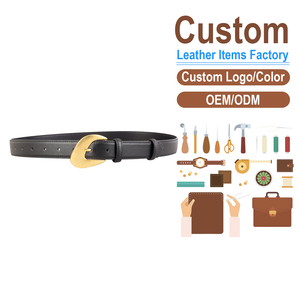 Cinturón de Cuero Genuino para Mujer, Cinturón Versátil con Hebilla Dorada Irregular - Product Image 2