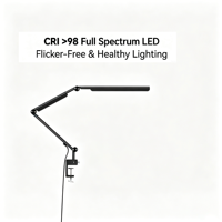 Lampe de bureau LED avec variateur tactile/couleurs, 95 CRI, design métallique pliable, écologique, AC, 4 couleurs pour bureau, chambre, étudiant, lecture