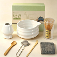 Ensemble fouet à matcha, ensemble matcha en céramique haut de gamme, fouet et bol, tamis, porte-tasse, cuillère, pince à thé, torchon à thé