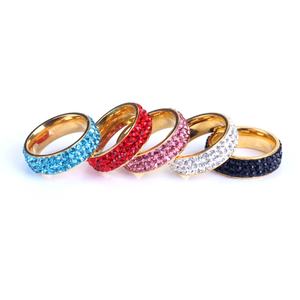 Anillos de Compromiso de Acero Inoxidable de Alta Calidad para Mujer, Anillo de Boda Dorado Brillante, Anillo de Pareja con Circonita de Colores - Product Image 1
