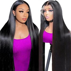 Peluca de Cabello Liso con Frente de Encaje HD de 13x6 |   Cabello Humano 100% Virgen, Color Natural |   Múltiples Patrones de Rizado Disponibles - Product Image 1