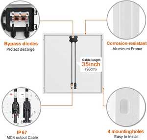 Allpower Panneau solaire mono écologique 18v 19.8v 24v 36v 10w 20w 30w 50w 60w 80w <span class=keywords><strong>100w</strong></span> Panneau solaire rigide pour générateurs solaires - Product Image 4