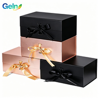 Boîte cadeau en carton pliable de luxe avec nœud, logo personnalisé, boîtes rigides pliantes magnétiques pour vêtements, perruques, chaussures, parfums