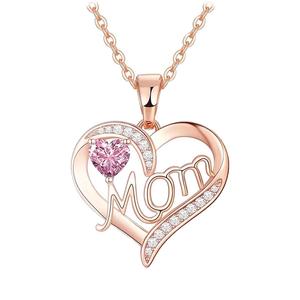 Chaînes en cuivre et zircon minimalistes de style européen et américain avec lettre 'MOM' en forme de cœur, cadeau <span class=keywords><strong>pour</strong></span> <span class=keywords><strong>maman</strong></span>, bijoux <span class=keywords><strong>pour</strong></span> la fête des mères <span class=keywords><strong>pour</strong></span> femmes - Product Image 3