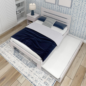 <span class=keywords><strong>Lit</strong></span> superposé moderne en bois massif avec tête <span class=keywords><strong>de</strong></span> <span class=keywords><strong>lit</strong></span> en planches et rangement coulissant, finition blanc cassé, mobilier <span class=keywords><strong>de</strong></span> chambre à coucher - Product Image 3