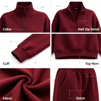 Ensemble pull à capuche demi-zippé unisexe personnalisé, coupe régulière, léger, automne, 24 couleurs unies, 100 % polyester, sportif, gym, séchage rapide