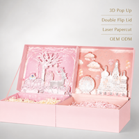 Boîte cadeau pop-up Leabon à double couvercle rose, logo et taille personnalisés, artisanat en papier 3D, anniversaire, Saint-Valentin, vente en gros, usine