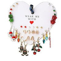 14 paires de boucles d'oreilles à la mode style cloche à paillettes rouges pour femmes forme florale flocon de neige tasse balancent coloré et à la mode