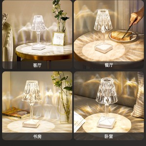โคมไฟตั้งโต๊ะคริสตัลเพชรสุดอินเทรนด์สไตล์อินสตาแกรมสำหรับห้องนอน ไฟกลางคืนสไตล์สาวหวาน พร้อมการตกแต่งธีมกุหลาบที่ยืดหยุ่นได้ - Product Image 1
