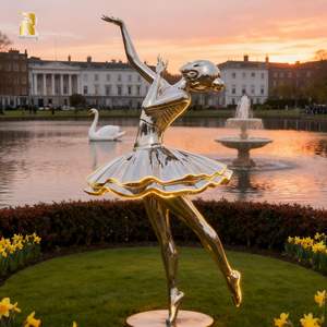 <span class=keywords><strong>Sculpture</strong></span> de statue de ballet en acier inoxydable grandeur nature personnalisée RELONG pour la décoration de parc en plein air - Product Image 2