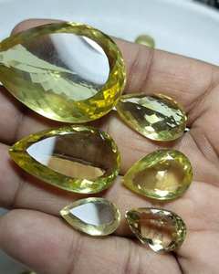 คริสตัลเลมอนควอตซ์ธรรมชาติขัดเงาเหลี่ยมเพชรพลอยสีเหลือง สำหรับการบำบัด การทำสมาธิ และการจัดคริสตัลกริด - Product Image 1