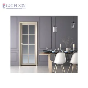 Fuson, лучший простой дизайн, современная алюминиевая створчатая раздвижная дверь для гостиной и ванной комнаты с оборудованием