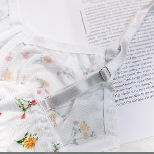 Ensemble de lingerie féminine en tricot, style pastoral floral, soutien-gorge et culotte avec armatures - Product Image 6