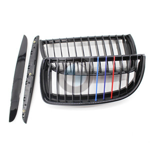 Parrilla Delantera para BMW E90 E91, Negro Brillante Tricolor, Barra Única, Estilo M, Pieza de Mejora - Product Image 1