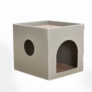 Cama corrugada de alta calidad para mascotas, <span class=keywords><strong>venta</strong></span> directa de fábrica, patrón sólido barato, cama para gatos, cueva, forma cuadrada, embalaje de cartón - Product Image 1
