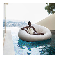 Fauteuil pouf rond moderne gonflable portable, canapé pliable avec housse en tissu imperméable, radeau flottant pour lac ou piscine