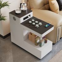 Table basse mobile en bois massif avec haut-parleur Bluetooth, élévatrice multifonctionnelle pour petits espaces, design moderne, pour la préparation du thé à l'eau bouillante