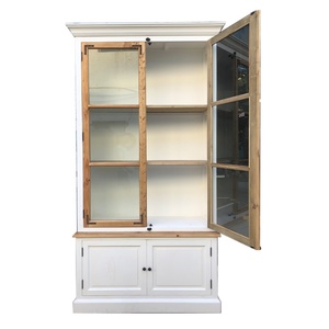 High Quality Indoor Furniture Single <b>Book</b> <b>Shelf</b> Cabinet <b>Wooden</b> Bookcase with Glass Doors - Product Image 4