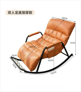 <span class=keywords><strong>Fauteuil</strong></span> à <span class=keywords><strong>bascule</strong></span> à dossier capitonné réglable multi-angles, revêtement en cuir résistant aux griffures de chat, structure en métal noir - Product Image 6