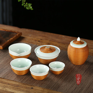 Zhuqige Porcelain Tea Set Ice Crack Travel Gaiwan <b>Teacups</b> With Lid Traditional Chinese Style - Product Image 1